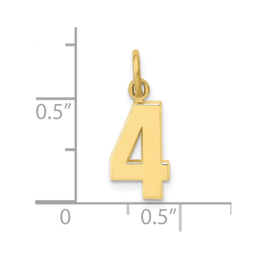 10K Yellow Gold Small Polished Number 4 Charm