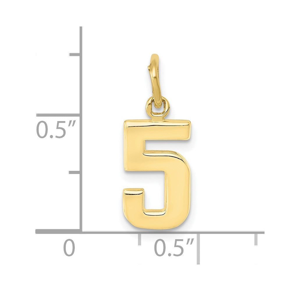 10K Yellow Gold Small Polished Number 5 Charm