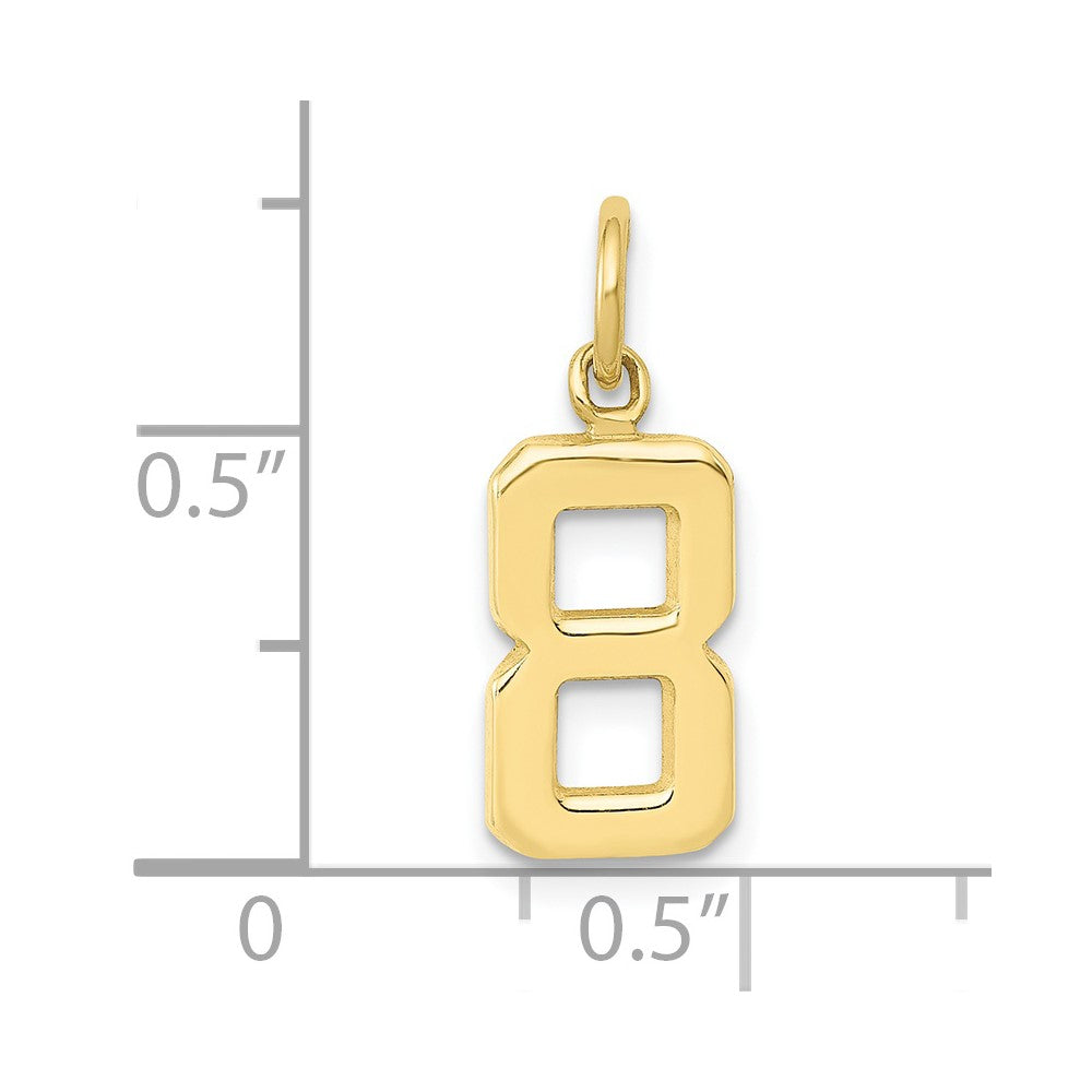 10K Yellow Gold Small Polished Number 8 Charm