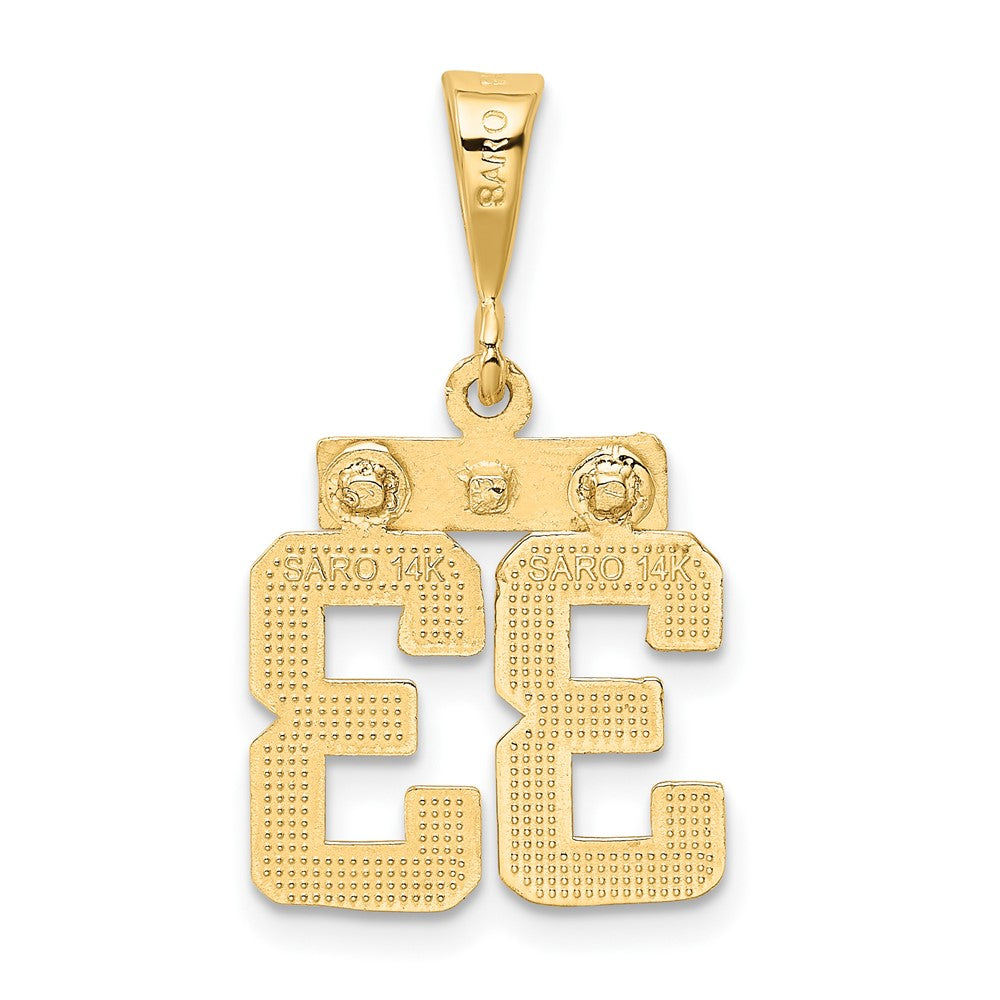 10K Yellow Gold Small Polished Number 33 Charm