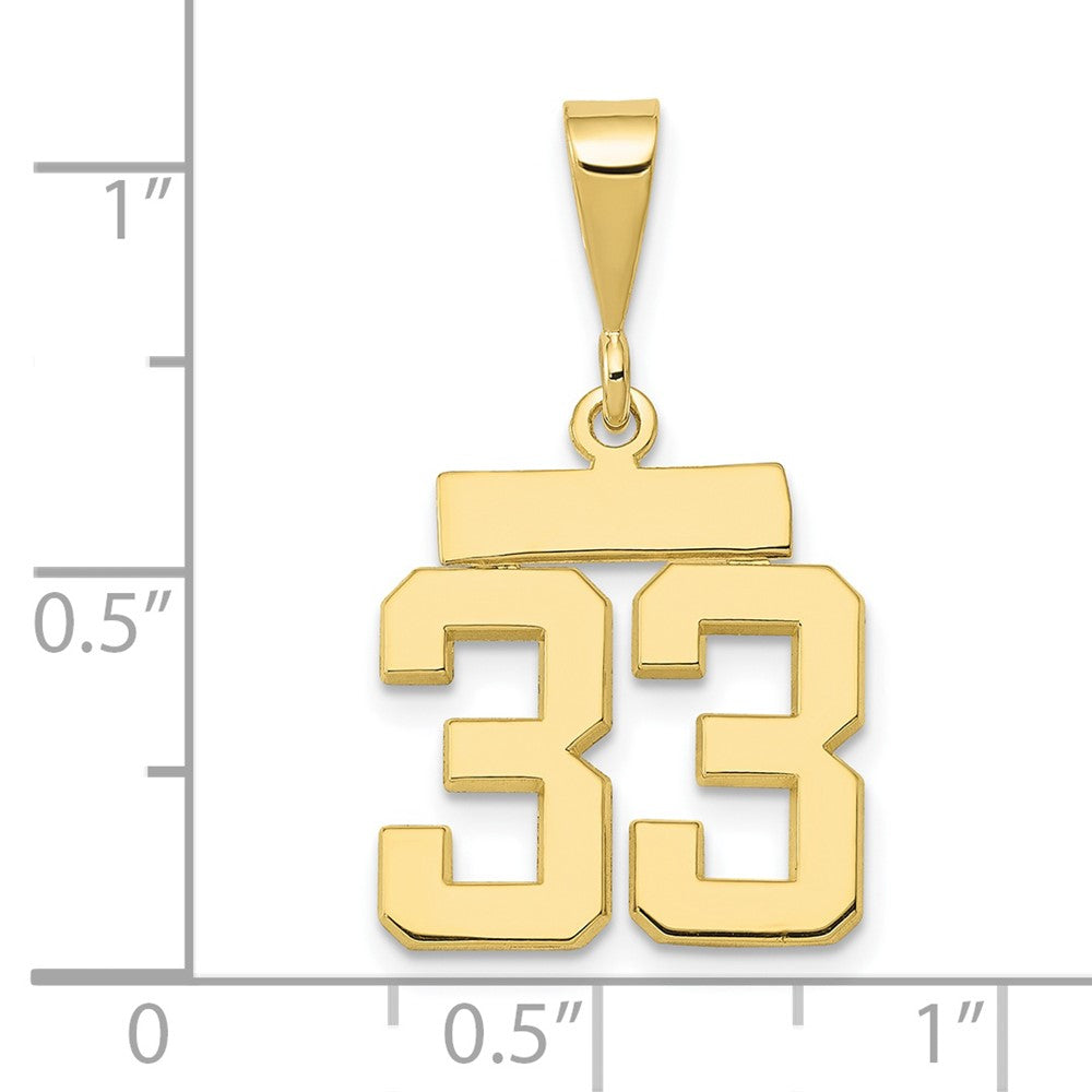 10K Yellow Gold Small Polished Number 33 Charm