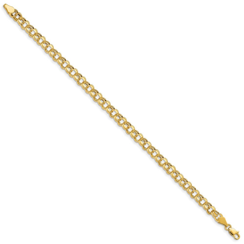 10K Yellow Gold Lite 5mm Diamond-Cut Double Link Charm Bracelet