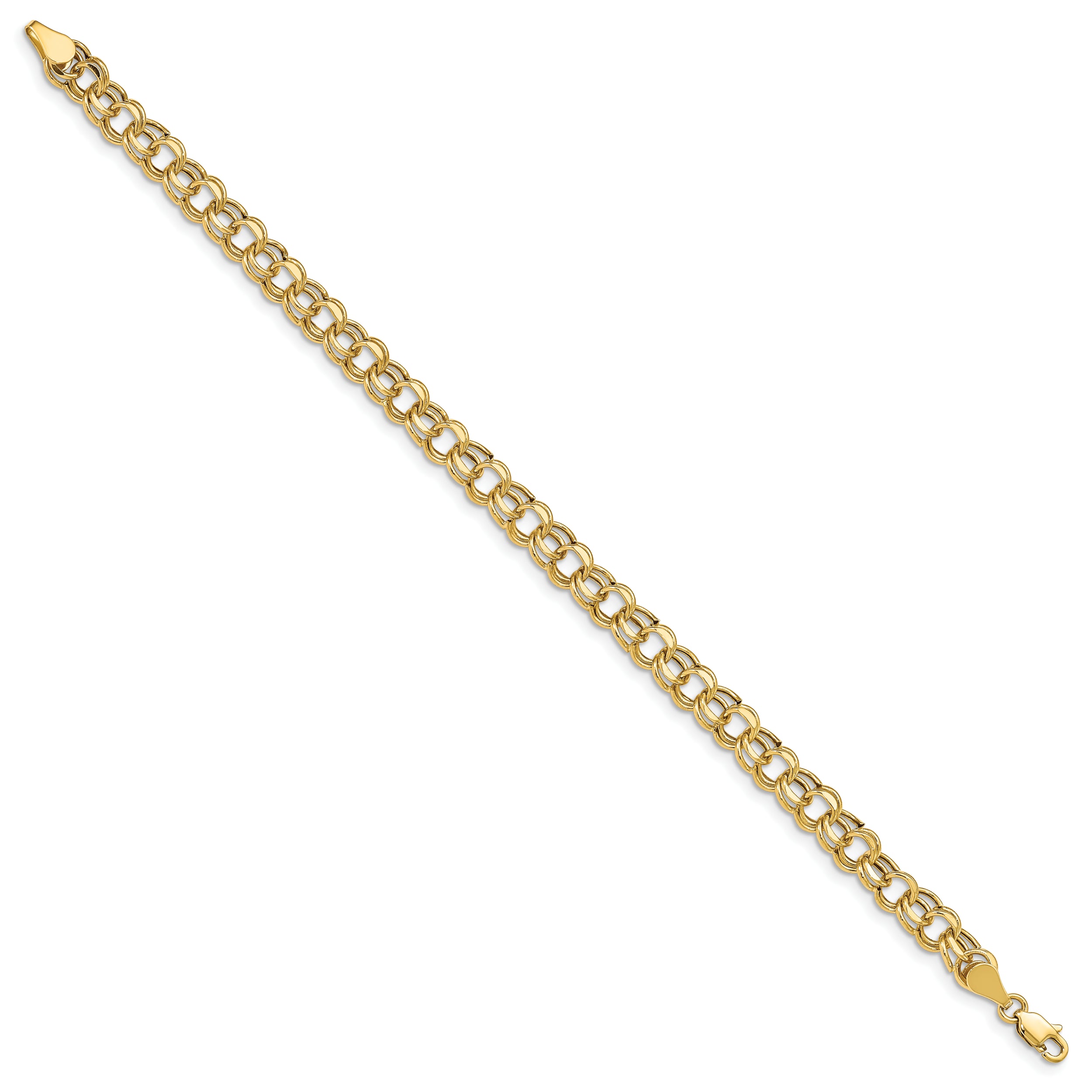 10K Yellow Gold Lite 5.5mm Double Link Charm Bracelet