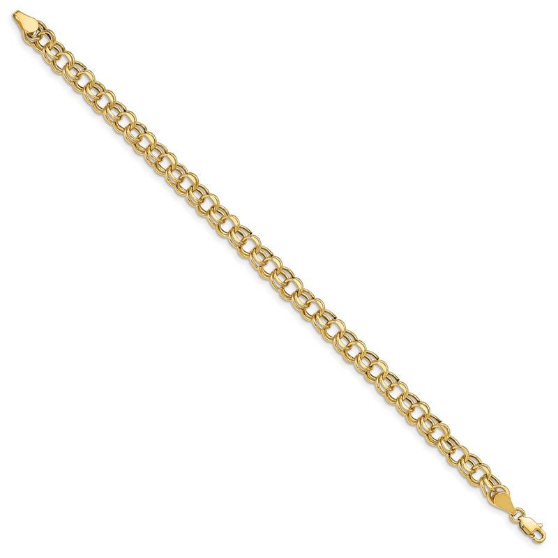 10K Yellow Gold Lite 5.5mm Double Link Charm Bracelet