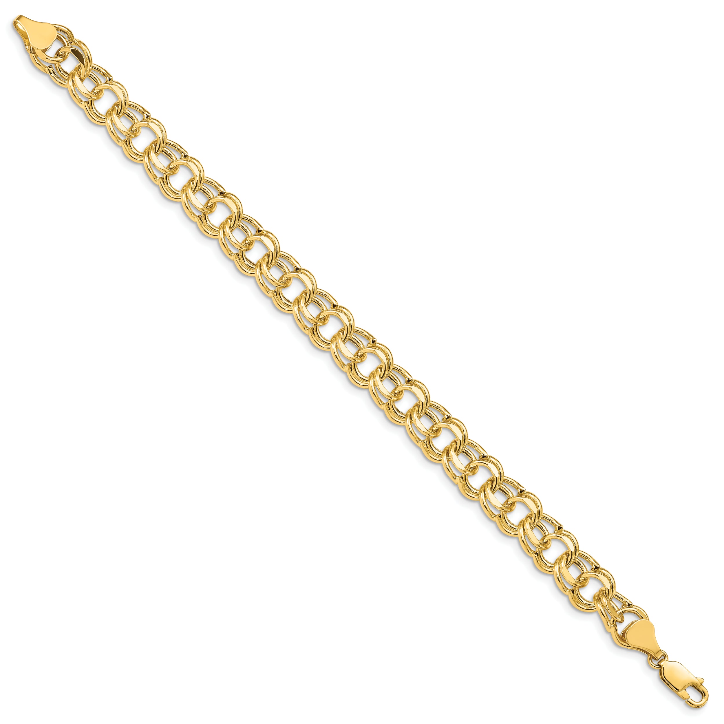 10K Yellow Gold Lite 8.5mm Double Link Charm Bracelet