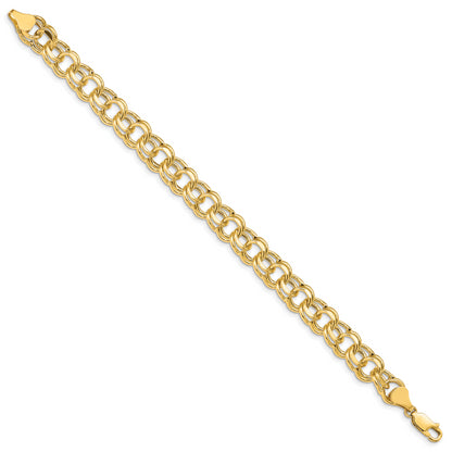 10K Yellow Gold Lite 8.5mm Double Link Charm Bracelet