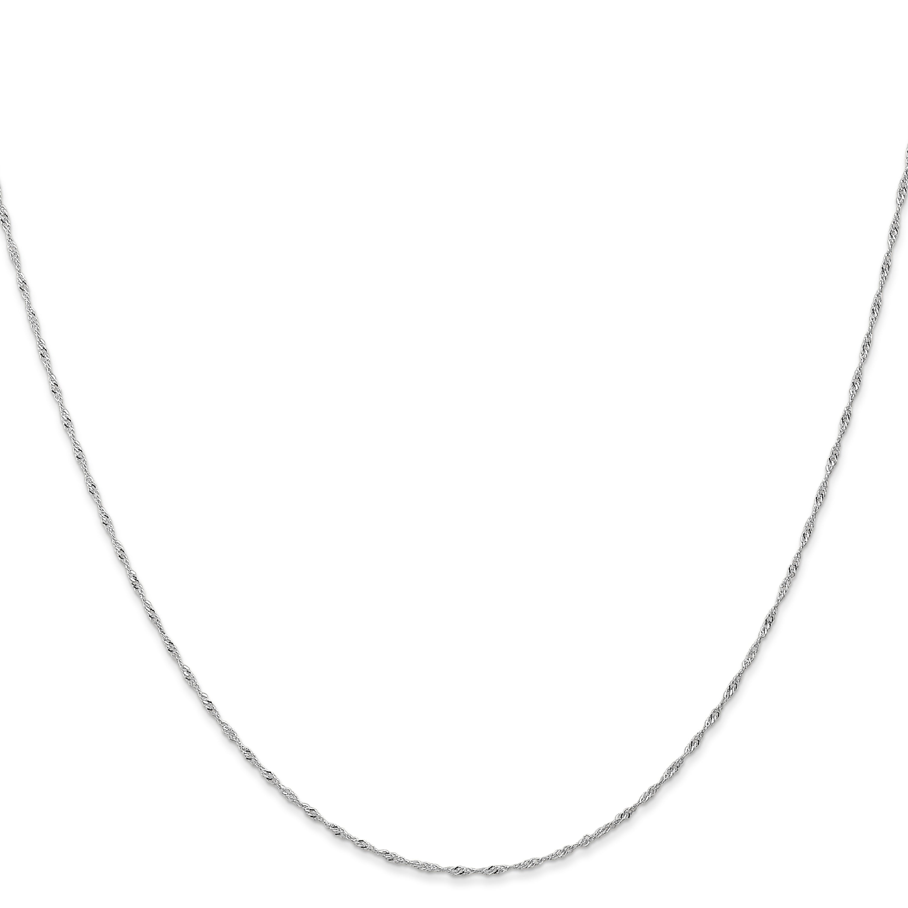 14K White Gold 20 inch Carded 1mm Singapore with Spring Ring Clasp Chain Necklace
