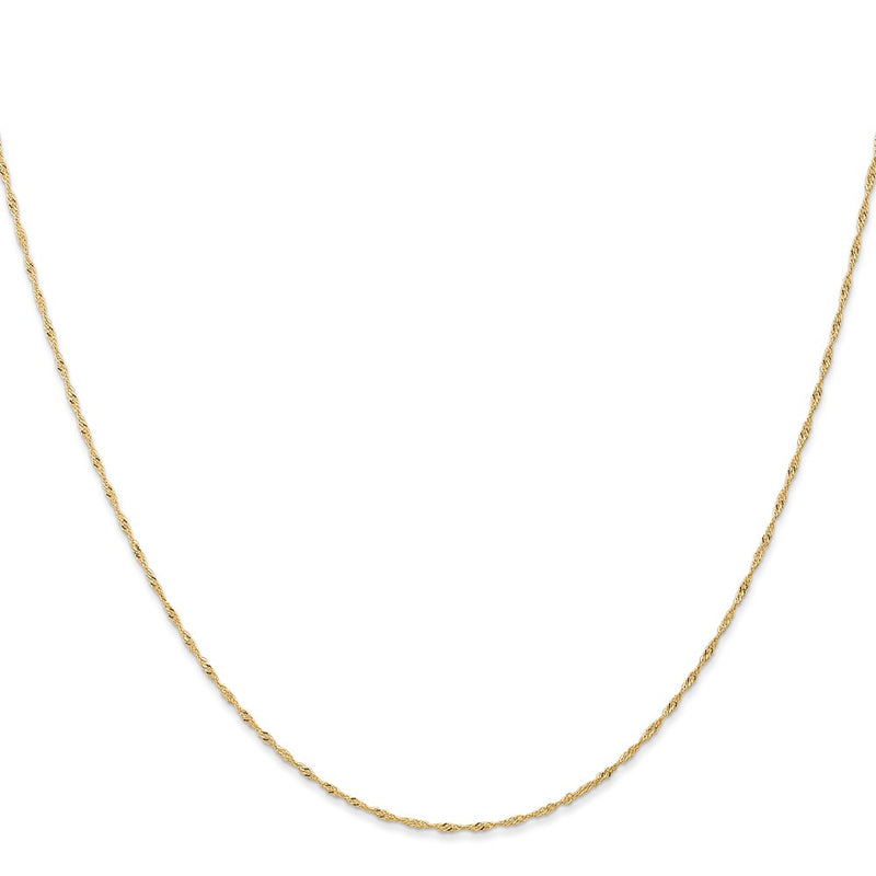 14K Yellow Gold Carded 1mm Singapore with Spring Ring Clasp Chain Necklace