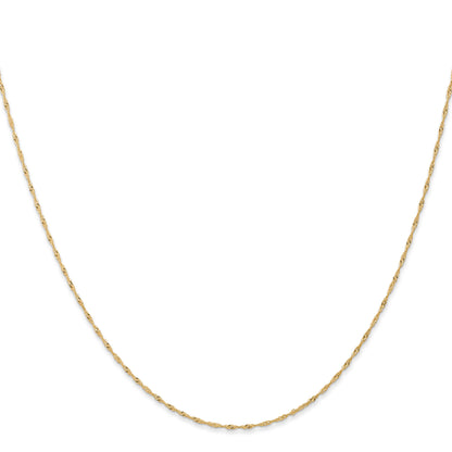 14K Yellow Gold 16 inch Carded 1mm Singapore with Spring Ring Clasp Chain Necklace