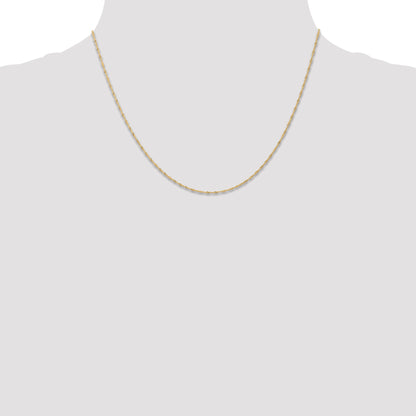 14K Yellow Gold 18 inch Carded 1mm Singapore with Spring Ring Clasp Chain Necklace
