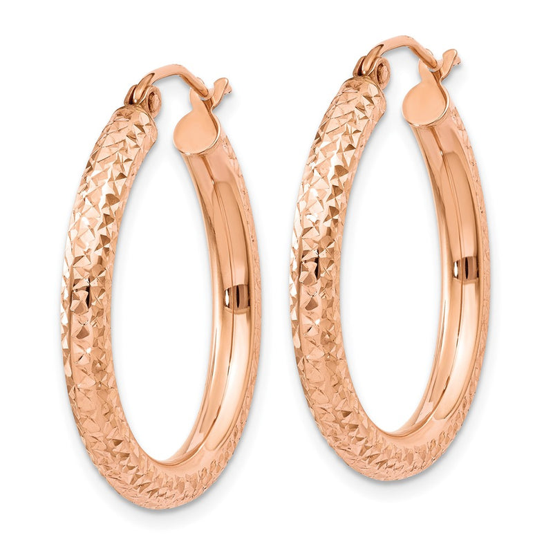 10K Rose Gold 10K 3mm Diamond-Cut Hoop