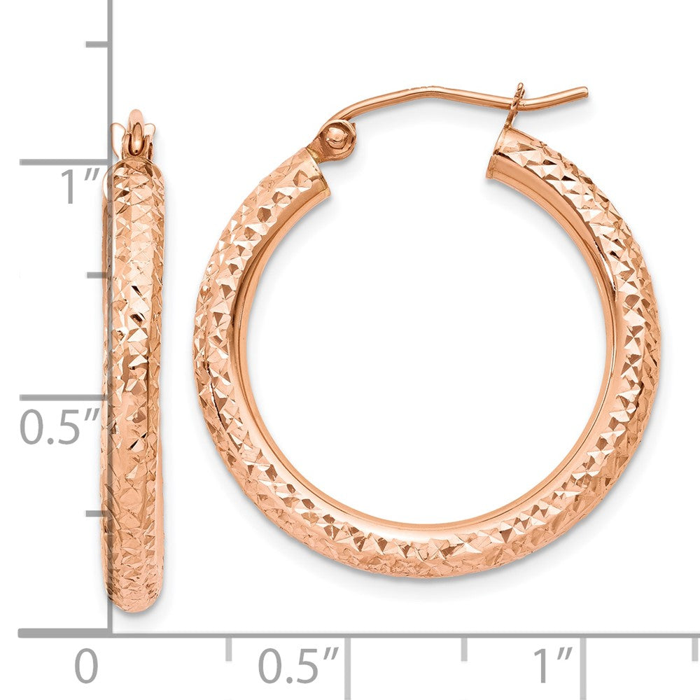 10K Rose Gold 10K 3mm Diamond-Cut Hoop
