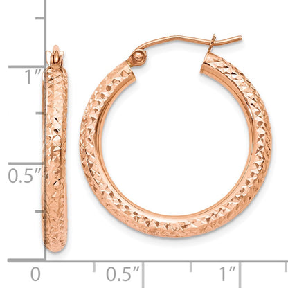 10K Rose Gold 10K 3mm Diamond-Cut Hoop