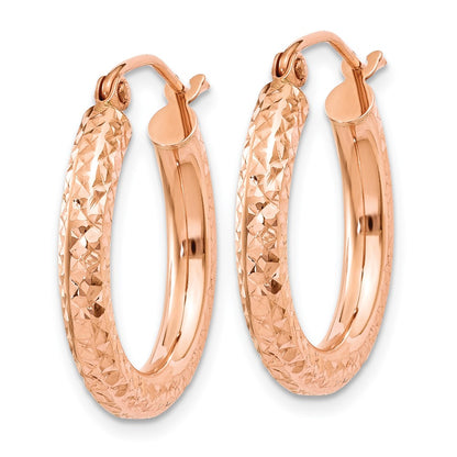 10K Rose Gold 10K 3mm Diamond-Cut Hoop