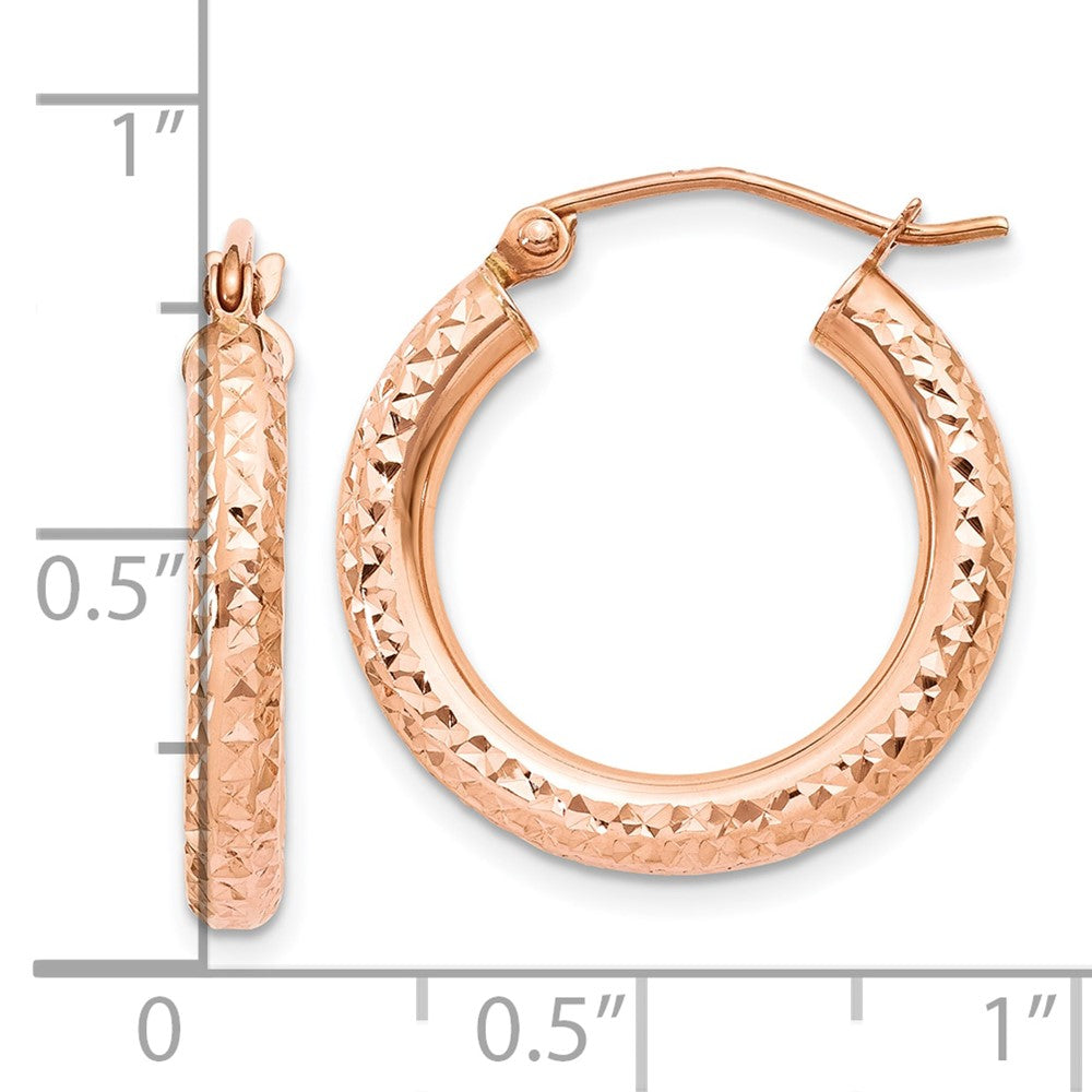 10K Rose Gold 10K 3mm Diamond-Cut Hoop