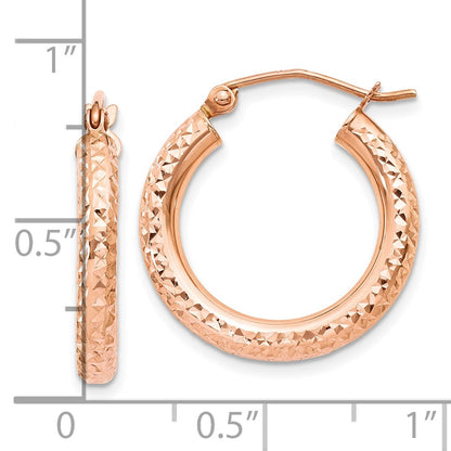 10K Rose Gold 10K 3mm Diamond-Cut Hoop