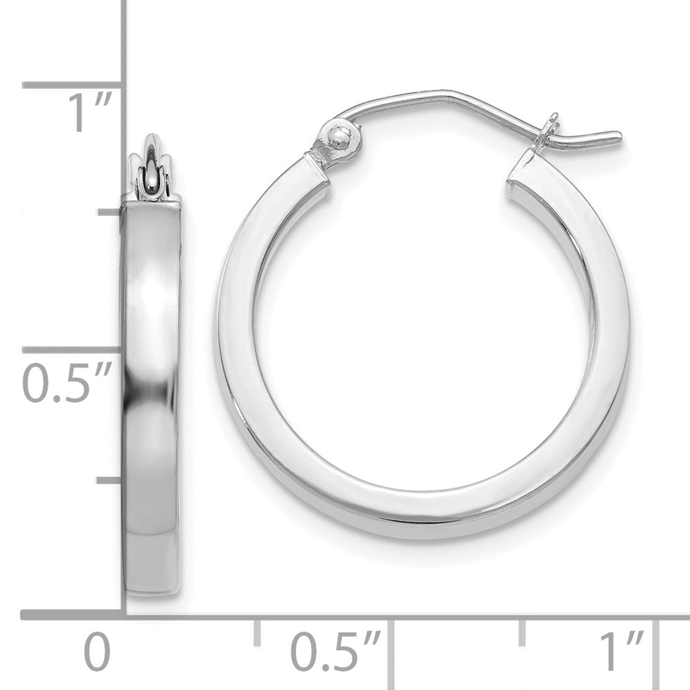 10K White Gold 2X3mm Rectangle Tube Hoop