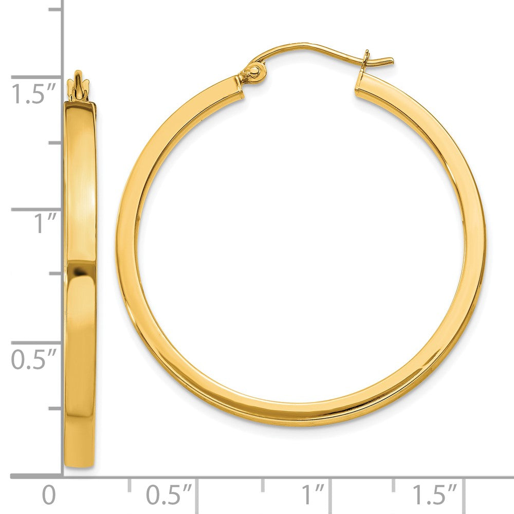 10K Yellow Gold 10K 2X3mm Rectangle Tube Hoop