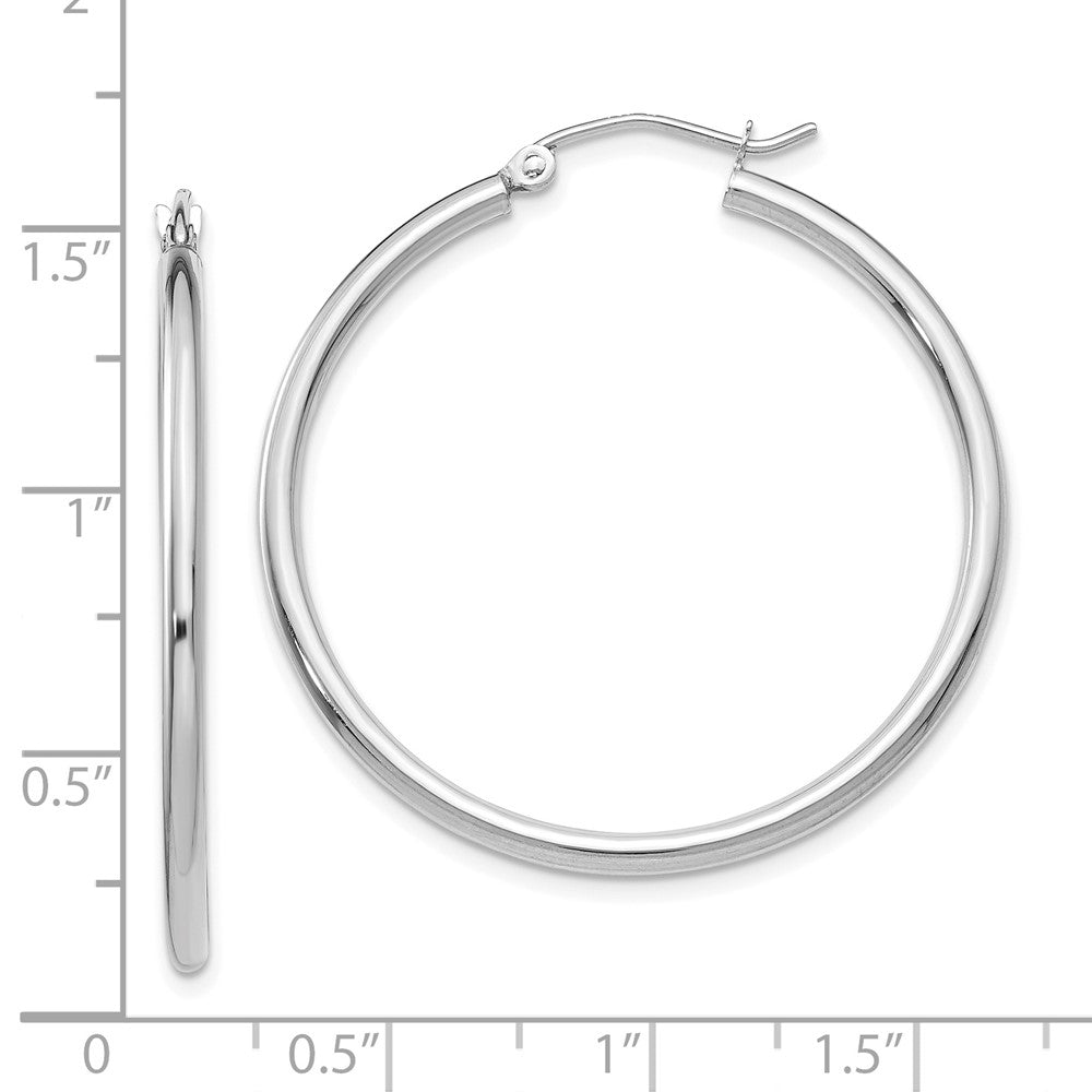 10K White Gold 10K Polished 2mm Lightweight Tube Hoop Earrings