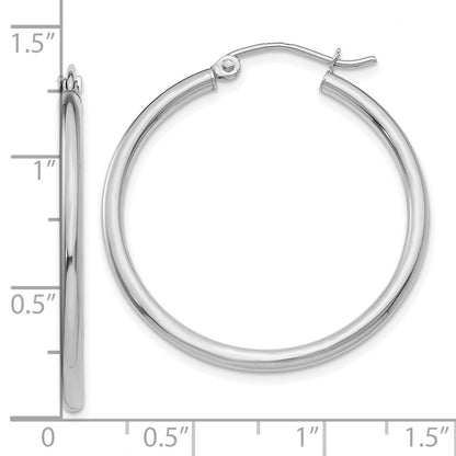 10K White Gold 10K Polished 2mm Lightweight Tube Hoop Earrings