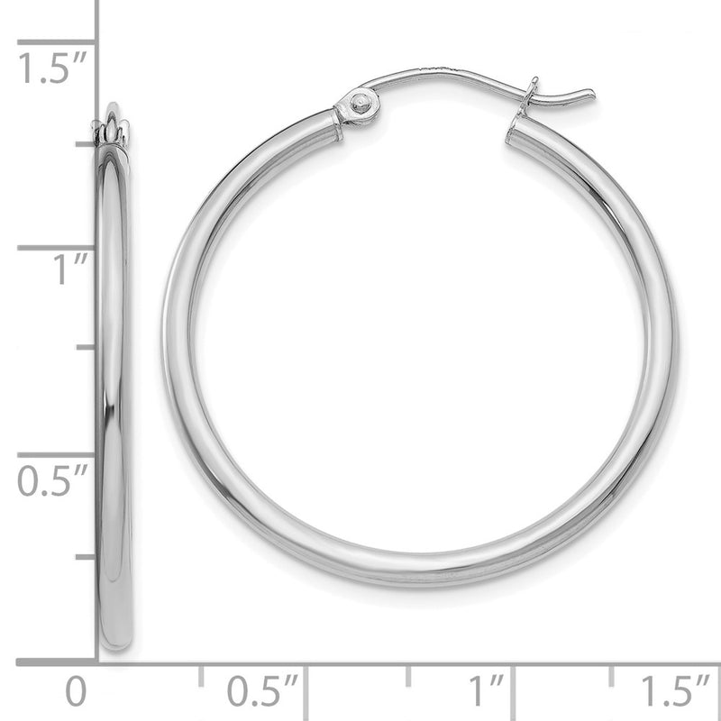 10K White Gold 10K Polished 2mm Lightweight Tube Hoop Earrings