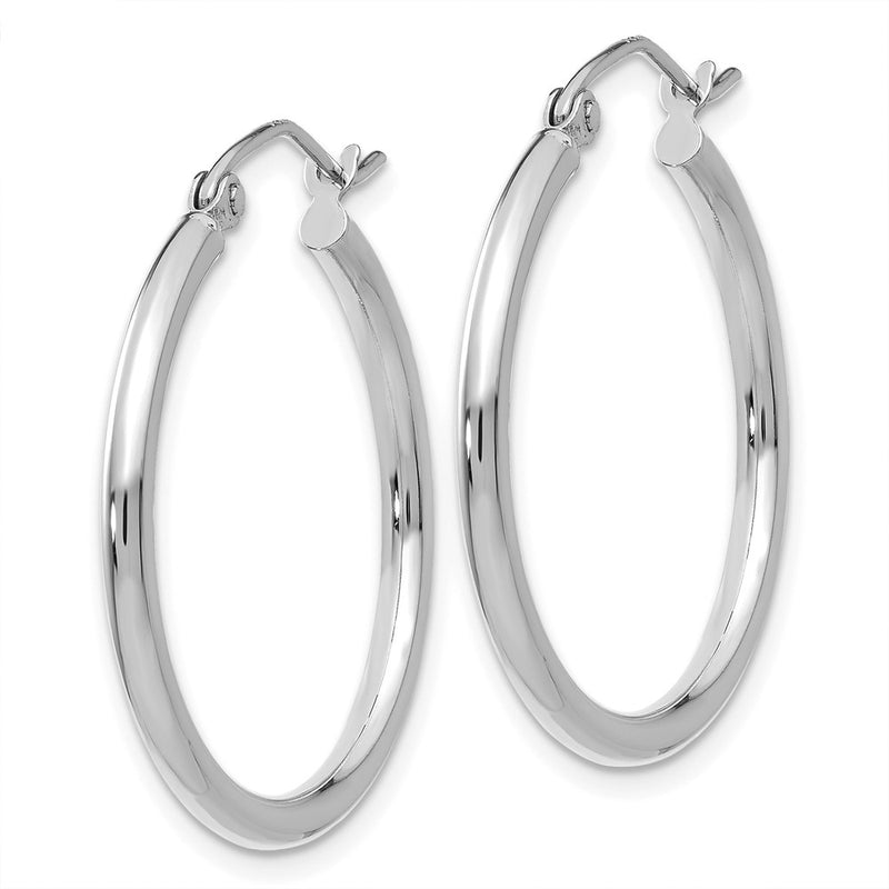 10K White Gold Polished 2mm Tube Hoop Earrings