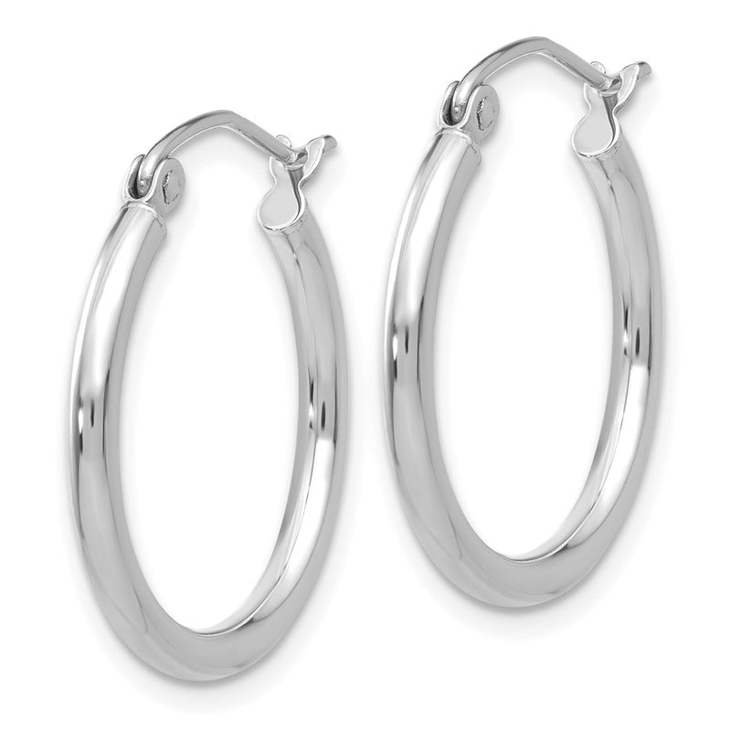 10K White Gold Polished 2mm Tube Hoop Earrings