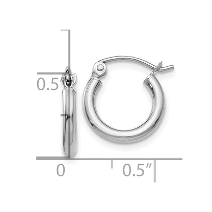 10K Rose Gold Polished 2X12mm Lightweight Tube Hoop Earrings