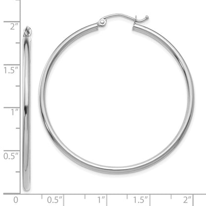 10K White Gold Polished 2mm Tube Hoop Earrings