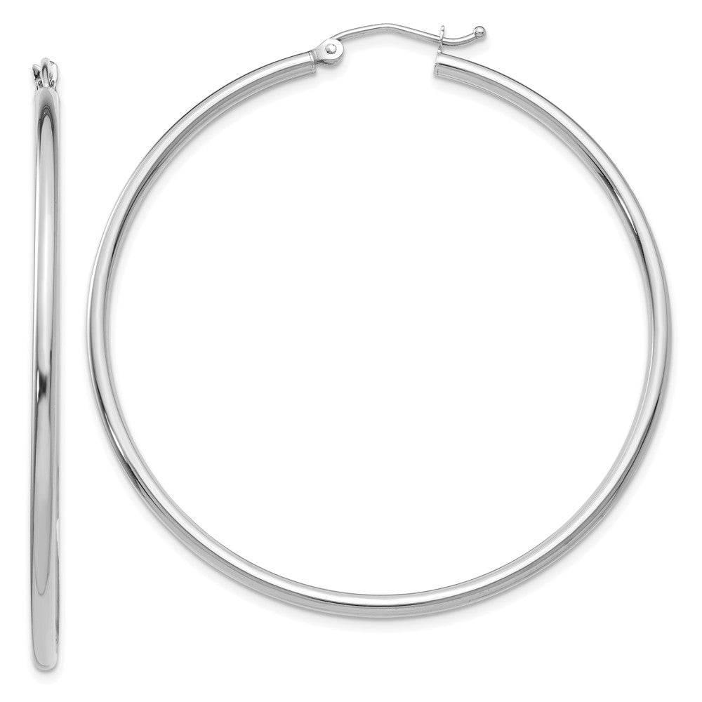 10K White Gold 10K Polished 2mm Lightweight Tube Hoop Earrings
