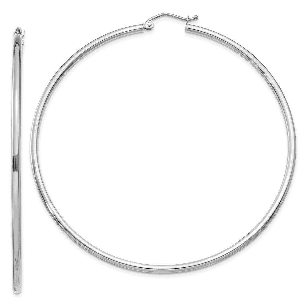 10K White Gold 10K Polished 2mm Lightweight Tube Hoop Earrings
