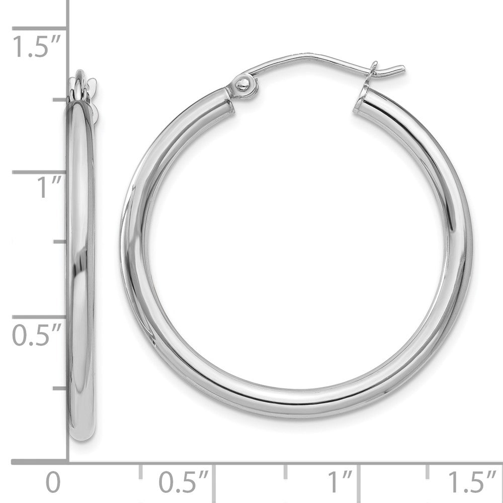 10K White Gold 10K Polished 2.5mm Lightweight Tube Hoop Earrings