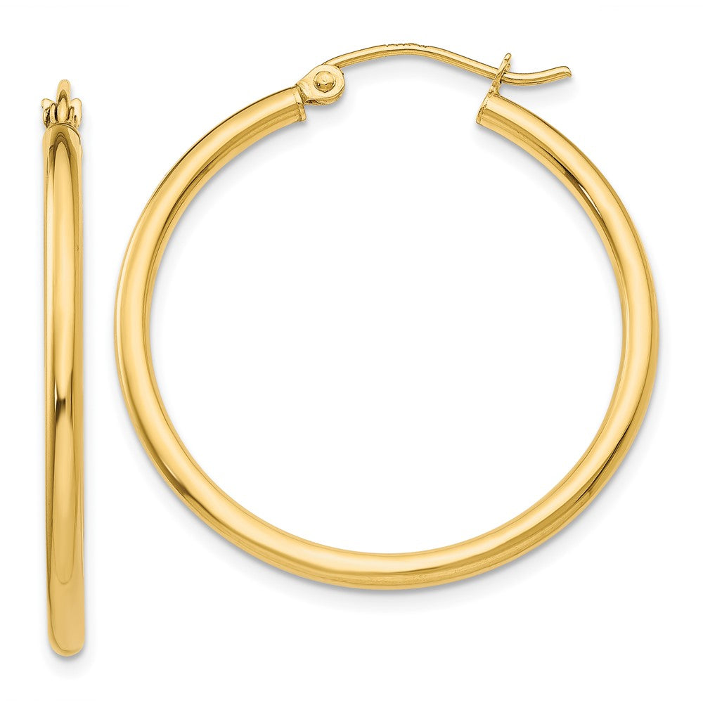 10K Yellow Gold Polished 2mm Tube Hoop Earrings