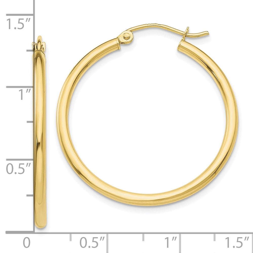 10K Yellow Gold 10K Polished 2mm Lightweight Tube Hoop Earrings