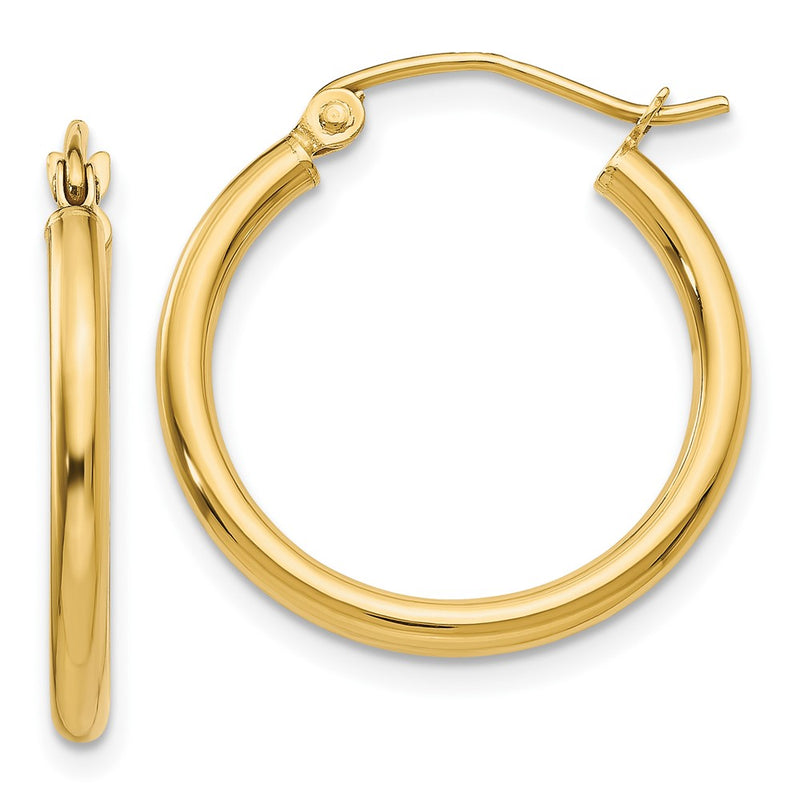 10K Yellow Gold 10K Polished 2mm Lightweight Tube Hoop Earrings