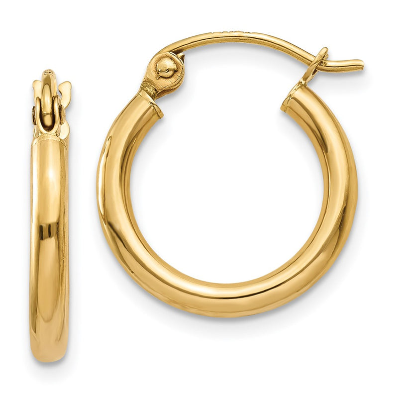 10K Yellow Gold 10K Polished 2mm Lightweight Tube Hoop Earrings