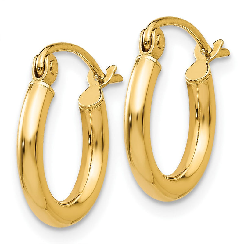 10K Yellow Gold 10K Polished 2mm Lightweight Tube Hoop Earrings