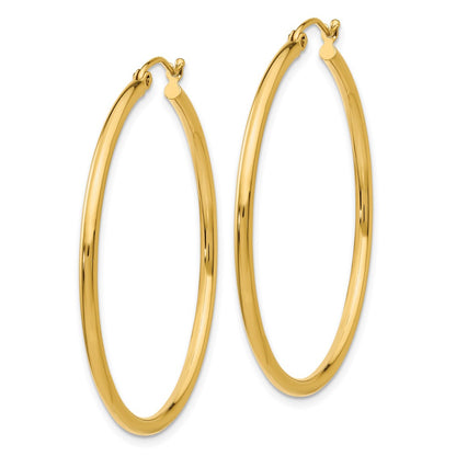 10K Yellow Gold Polished 2mm Tube Hoop Earrings