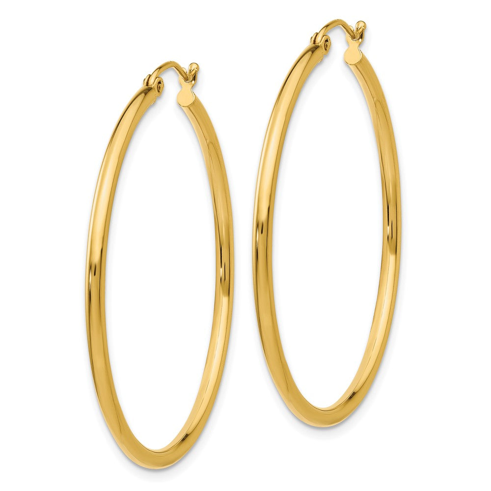 10K Yellow Gold 10K Polished 2mm Lightweight Tube Hoop Earrings