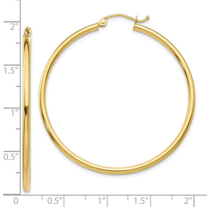 10K Yellow Gold 10K Polished 2mm Lightweight Tube Hoop Earrings