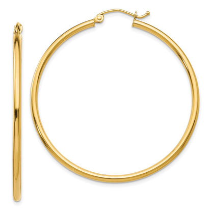 10K Yellow Gold 10K Polished 2mm Lightweight Tube Hoop Earrings