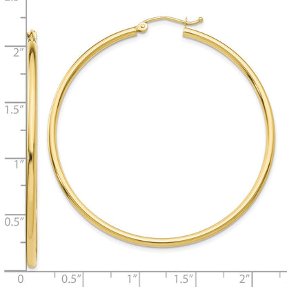 10K Yellow Gold 10K Polished 2mm Lightweight Tube Hoop Earrings