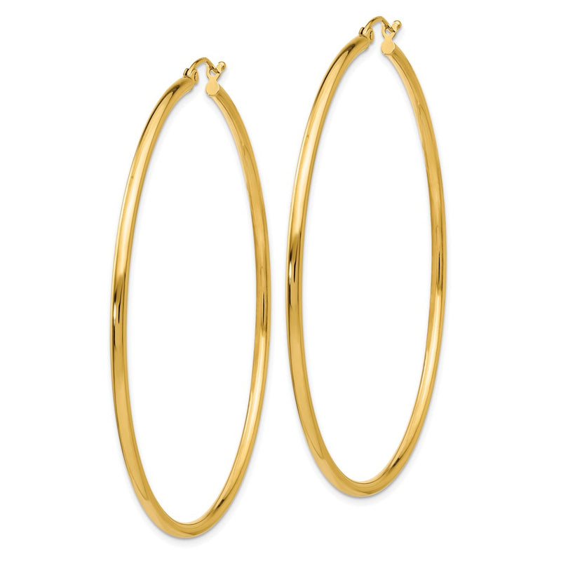10K Yellow Gold 10K Polished 2mm Lightweight Tube Hoop Earrings