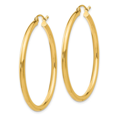 10K Yellow Gold 10K Polished 2.5mm Lightweight Tube Hoop Earrings