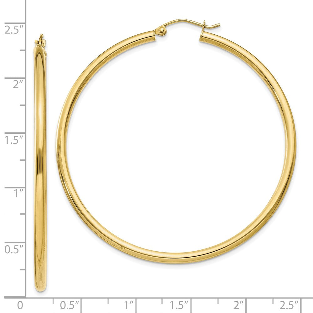 10K Yellow Gold 10K Polished 2.5mm Lightweight Tube Hoop Earrings