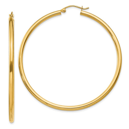 10K Yellow Gold 10K Polished 2.5mm Lightweight Tube Hoop Earrings