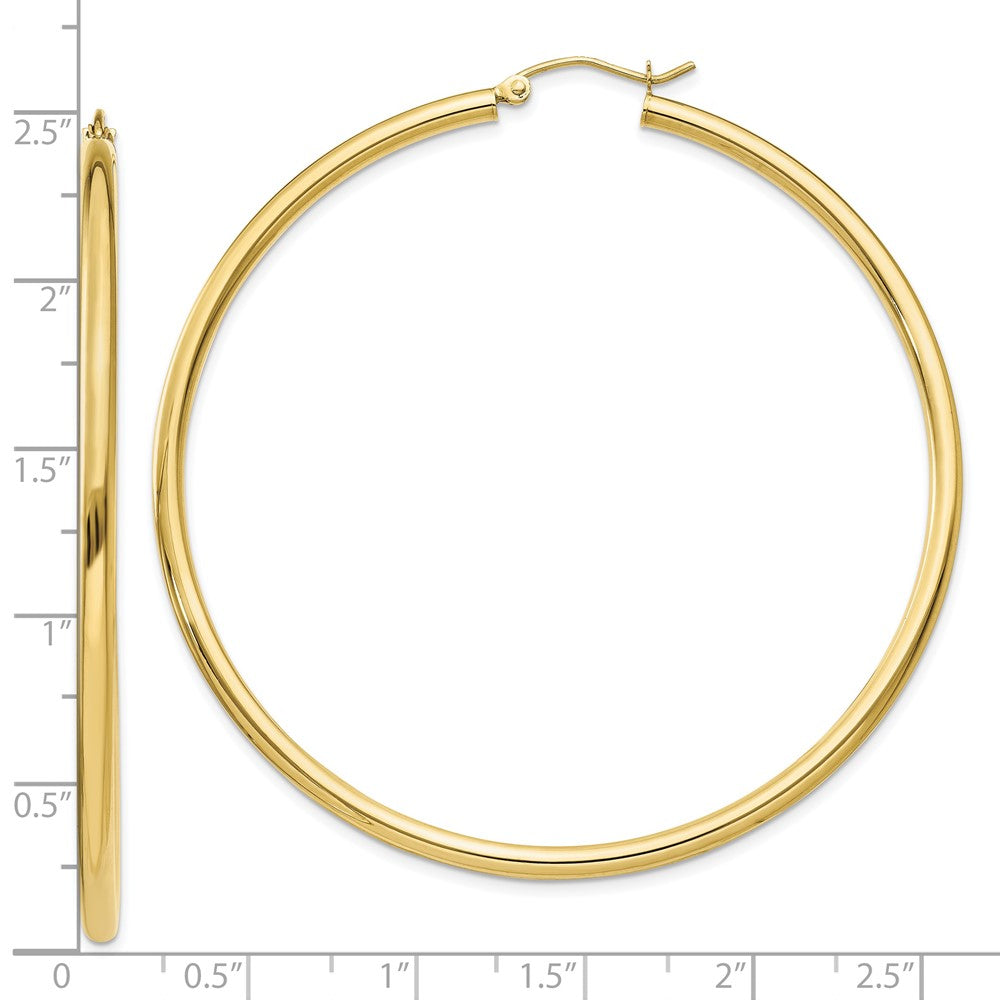 10K Yellow Gold 10K Polished 2.5mm Lightweight Tube Hoop Earrings