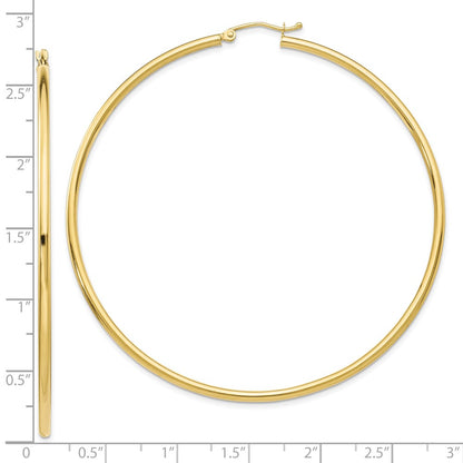 10K Yellow Gold 10K Polished 2.5mm Lightweight Tube Hoop Earrings