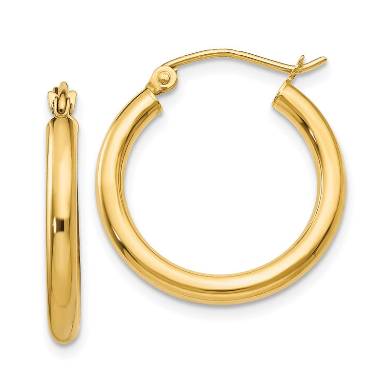 10K Yellow Gold 10K Polished 2.5mm Lightweight Tube Hoop Earrings