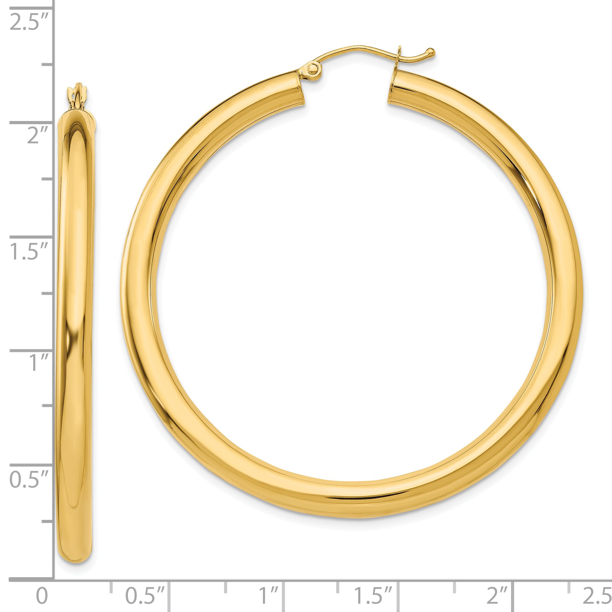 10K Yellow Gold Polished 4mm Lightweight Tube Hoop Earrings